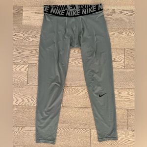 **Nike gray workout compression tights in size large**